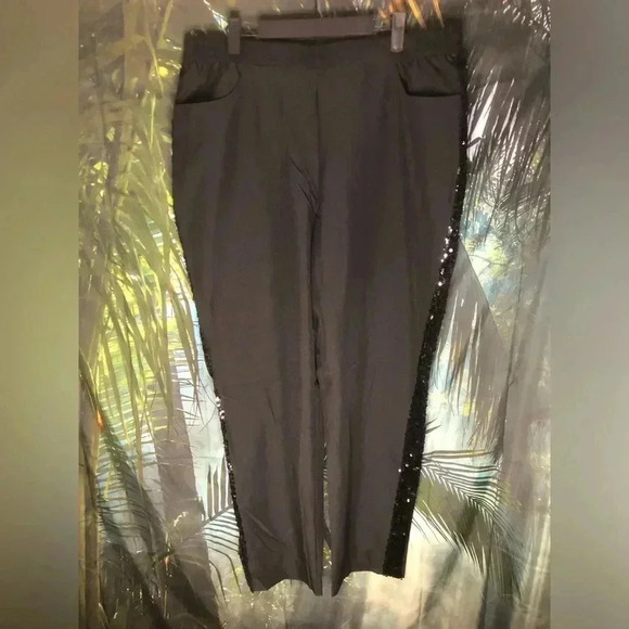 VENUS Black Sequin Trim Pants - Picture 9 of 12